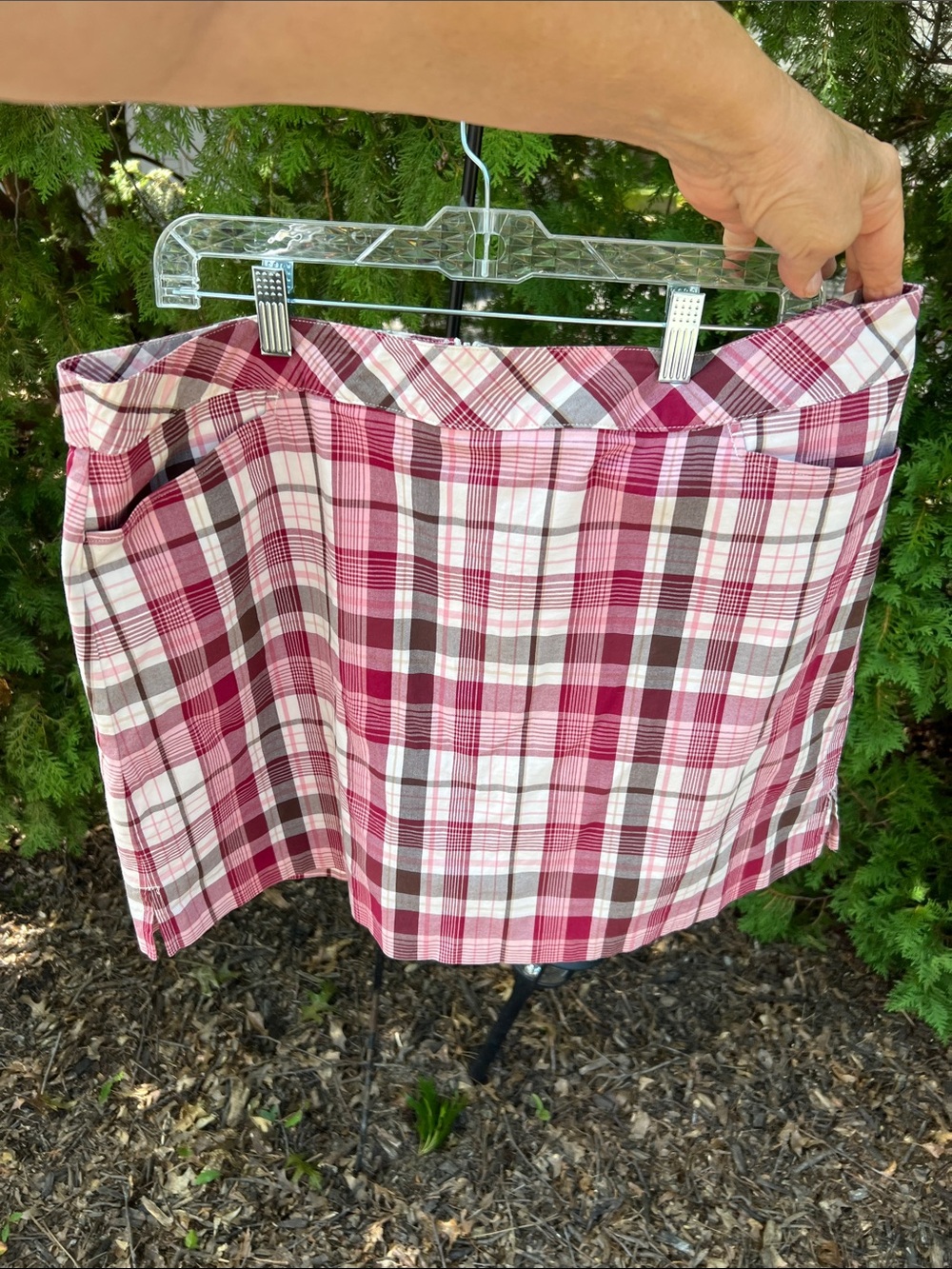 Plaid Golf Athletic Skort in Pink, rose, brown and White by Lady Hagen size 16